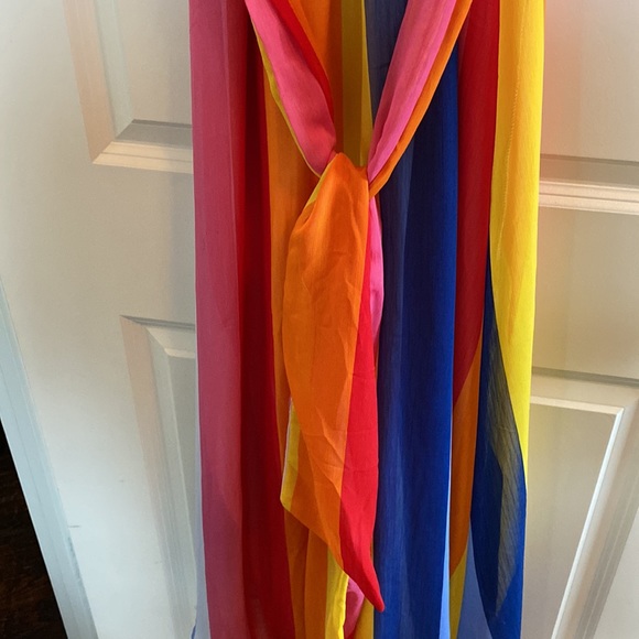 NEW YORK & COMPANY- Sheer multi-color halter dress. Maxi - Dress (full length). - Picture 7 of 12